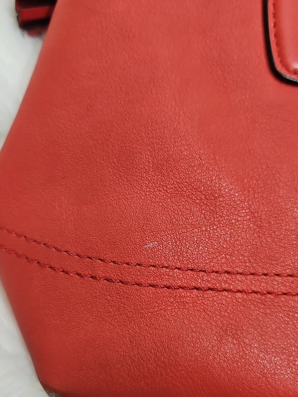 Coach Mini Rory Satchel Handbag Red Leather Silver Hardware Tassels